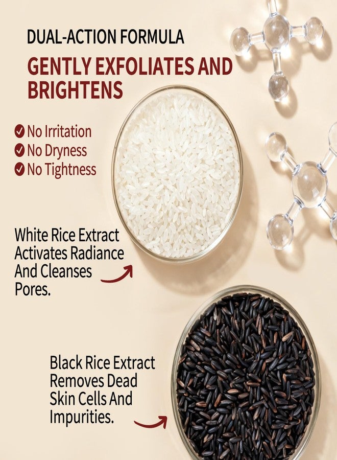 dewyhour Exfoliating Black & White Rice Ampoule Duo Set - Gently Removes Dead Skin Cells, Refines Pores, Soft Face & Body Scrub for All Skin Types, 2-Pack - Image 4